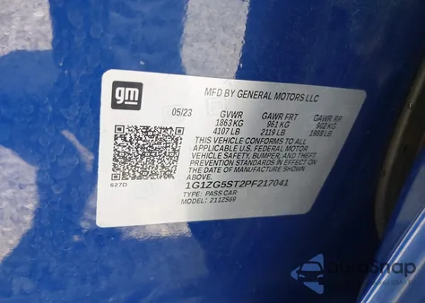 2023 Chevrolet Malibu Fwd Rs z USA, uszkodzony, nr VIN 1G1ZG5ST2PF217041